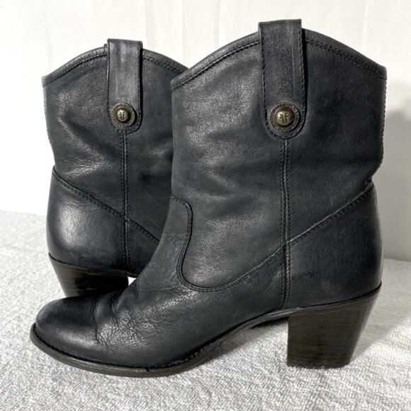 Frye Black Leather Jackie Button Short Western Style Boots Ankle Boots 7.5 - Picture 8 of 14